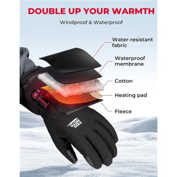 New Heated Motorcycle Gloves for Men and Women 7.4V 2500mAh, Touchscreen, - Picture 4 of 7